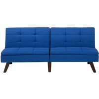 Beliani - 3-Sitzer Sofa Marineblau Stoffbezug Gesteppt mit Schlaffunktion Verstellbarer Rückenlehne Hohe Holzbeine Retro Wohnzimmer Schlafsofa von BELIANI