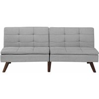 Beliani - 3-Sitzer Sofa Hellgrau Stoffbezug Gesteppt mit Schlaffunktion Verstellbarer Rückenlehne Hohe Holzbeine Retro Wohnzimmer Schlafsofa Sofabett von BELIANI