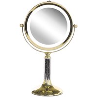 Schminkspiegel Gold Eisen rund doppelseitig drehbar mit led Licht Ständer 5-fach Vergrößerung Klassisch Kosmetikspiegel Tischspiegel von BELIANI