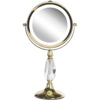 Schminkspiegel Gold Eisen rund doppelseitig drehbar mit led Licht Ständer 5-fach Vergrößerung Modern Kosmetikspiegel Tischspiegel von BELIANI