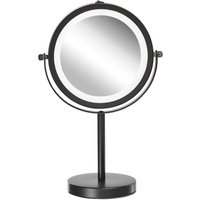Schminkspiegel Schwarz Eisen rund doppelseitig drehbar mit led Licht Ständer 5-fach Vergrößerung Modern Kosmetikspiegel Tischspiegel von BELIANI