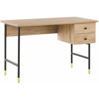 Schreibtisch Schwarz / Heller Holzfarbton Metall 120 x 60 cm mit 2 Schubladen Wohnzimmer Arbeitszimmer Retrostil - Schwarz von BELIANI