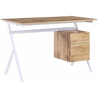 Schreibtisch heller Holzfarbton / Weiß 120 x 60 cm aus Spanplatte mit Schublade und Schrank Büro Kinderzimmer Schule - Weiß von BELIANI