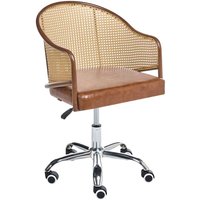 Schreibtischstuhl Braun Kunstleder Polyrattan Wiener Geflecht Rückenlehne Höhenverstellbar Drehbar Armlehnen Retro Stil Bürostuhl Home Office Schreibtischstuhl Braun Kunstleder Polyrattan Wiener Geflecht Rückenlehne Höhenverstellbar Drehbar Armlehnen Retro Stil Bürostuhl Home Office von BELIANI