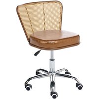 Schreibtischstuhl Braun Kunstleder Polyrattan Wiener Geflecht Rückenlehne Höhenverstellbar Drehbar Retro Stil Bürostuhl Home Office Schreibtischstuhl Braun Kunstleder Polyrattan Wiener Geflecht Rückenlehne Höhenverstellbar Drehbar Retro Stil Bürostuhl Home Office von BELIANI