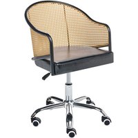Schreibtischstuhl Schwarz Kunstleder Polyrattan Wiener Geflecht Rückenlehne Höhenverstellbar Drehbar Armlehnen Retro Stil Bürostuhl Home Office Schreibtischstuhl Schwarz Kunstleder Polyrattan Wiener Geflecht Rückenlehne Höhenverstellbar Drehbar Armlehnen Retro Stil Bürostuhl Home Office von BELIANI