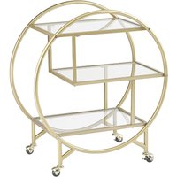Servierwagen Transparent und Gold Glas rund mit Rollen Metallgestell glamourös moderne Ablagemöglichkeit für Küche Terrasse Wohnzimmmer Servierwagen Transparent und Gold Glas rund mit Rollen Metallgestell glamourös moderne Ablagemöglichkeit für Küche Terrasse Wohnzimmmer von BELIANI