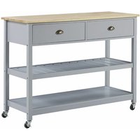 Beliani - Servierwagen Grau mdf Platte Gummibaumholz Kiefernholz 91 x 120 x 48 cm Landhausstil Modern Elegant Groß Viel Stauraum Wohnzimmer - Heller von BELIANI