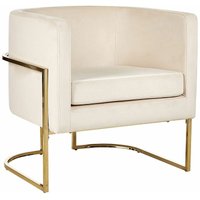 Sessel Beige Polsterbezug aus Samtstoff mit Metallgestell in Gold halbrunde Form Glamouröser Edler Stil von BELIANI