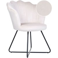 Sessel Cremeweiß Samt Rund Muschel-Design mit Schwarzem Metallgestell Retro Wohnzimmer Schlafzimmer Flur Diele Möbel Ausstattung Sitzmöbel von BELIANI