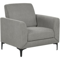 Sessel Grau Stoffbezug mit Schwarzen Metallbeinen Hoher Rückenlehne Armlehnen Dickes Sitzkissen Retro Wohnzimmer Armsessel Polstersessel Sessel Grau Stoffbezug mit Schwarzen Metallbeinen Hoher Rückenlehne Armlehnen Dickes Sitzkissen Retro Wohnzimmer Armsessel Polstersessel von BELIANI