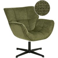 Sessel Grün Stoff Drehbar Metallgestell Retro Design Drehsessel Loungesessel Clubsessel Stoffsessel für Wohnzimmer Schlafzimmer Flur von BELIANI
