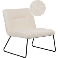 Sessel Weiß Bouclé mit Breiter Sitzfläche Schwarzem Metallgestell Kufen Retro-Design Wohnzimmer Möbel Ausstattung Sitzmöbel von BELIANI