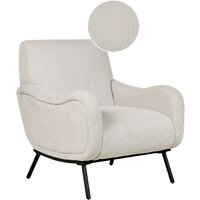 Sessel Creme Hellgrau aus Cord mit Schwarzen Beinen Retro Stil Design für Wohnzimmer Schlafzimmer Flur - Grau von BELIANI