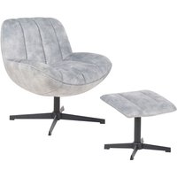 Sessel mit Hocker Hellgrau Samtbezug Gesteppt Drehfunktion Dicke Polsterung Ohne Armlehnen Retro Wohnzimmer Schlafzimmer Flur Ausstattung Sessel mit Hocker Hellgrau Samtbezug Gesteppt Drehfunktion Dicke Polsterung Ohne Armlehnen Retro Wohnzimmer Schlafzimmer Flur Ausstattung von BELIANI