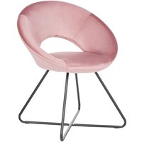 Sessel Rosa Samt Rund mit Schwarzem Metallgestell Kufengestell Retro Glamourös Wohnzimmer Schlafzimmer Flur Diele Möbel Ausstattung Sitzmöbel - Rosa von BELIANI