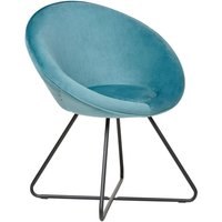 Sessel Hellblau Samtstoff Rund mit Schwarzem Metallgestell Kufengestell Schalenform Schalensitz Retro-Design Samtstuhl Wohnzimmer Ausstattung - Blau von BELIANI