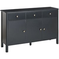 Sideboard Schwarz MDF-Platte 120 x 39 x 75 cm mit 3 Türen 3 Schubladen Goldenen Griffen Metallgestell Modern Wohnzimmer Büro Schlafzimmer Flur Sideboard Schwarz MDF-Platte 120 x 39 x 75 cm mit 3 Türen 3 Schubladen Goldenen Griffen Metallgestell Modern Wohnzimmer Büro Schlafzimmer Flur von BELIANI