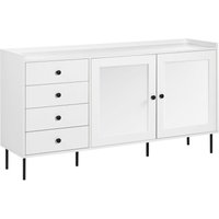 Sideboard Weiß 150 x 40 x 80 cm 4 Schubladen 2 Türen Schränke Modern Skandinavisch Elegant Multifunktional Stauraum Wohnzimmer von BELIANI