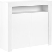 Sideboard Weiß mdf u. Faserplatte Halbhoch Schmal mit LED-Beleuchtung Schränken Fach Modern Konsolentisch Schlafzimmer Wohnzimmer Aufbewahrung Sideboard Weiß mdf u. Faserplatte Halbhoch Schmal mit LED-Beleuchtung Schränken Fach Modern Konsolentisch Schlafzimmer Wohnzimmer Aufbewahrung von BELIANI