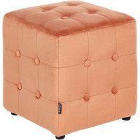 Sitzhocker Orange Samtstoff Knopfsteppung Quadrat 36 x 36 cm Eleganz von BELIANI