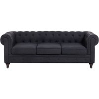 Beliani - Sofa Dunkelgrau Polsterbezug 3-Sitzer Chesterfield Stil Glamourös Wohnzimmer von BELIANI