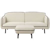 Sofa Hellbeige Stoffbezug 3-Sitzer mit Ottomane Schwarzen Metallbeinen Armlehnen Biese Retro-Design Dreisitzer Wohnzimmer Büro Arbeitszimmer von BELIANI