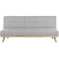 Beliani - Sofa Hellgrau Polsterbezug 3-Sitzer Schlaffunktion Minimalistisch Wohnzimmer von BELIANI