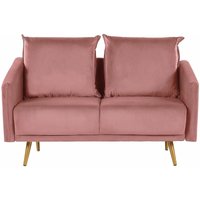 Sofa Rosa Samtstoff 2-Sitzer 130 x 78 x 68 abnehmbare Kissenbezüge Minimalistisch Retro Wohnzimmer / Flur / Arbeitzimmer Modernes Desing - Gold von BELIANI