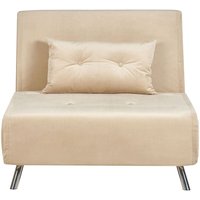Sofa Sandbeige Samt mit Schlaffunktion 1 Dekokissen Silberne Edelstahlbeine Schlafsofa Gästebett Modern Wohnzimmer Ausstattung Möbel Sofa Sandbeige Samt mit Schlaffunktion 1 Dekokissen Silberne Edelstahlbeine Schlafsofa Gästebett Modern Wohnzimmer Ausstattung Möbel von BELIANI