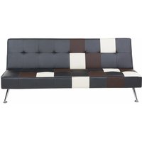 Sofa Schwarz Braun Beige Kunstleder 3-Sitzer Patchwork Schlaffunktion Modern Wohnzimmer von BELIANI