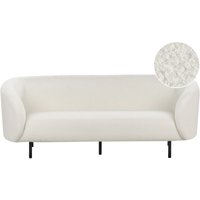 Beliani - Sofa Weiß Bouclé Stoffbezug 3-Sitzer mit Armlehnen Metallgestell in Schwarz Glamouröser Edler Stil Wohnzimmer Salon Esszimmer Flur von BELIANI
