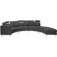 Sofa mit Ottomane Grau Polsterbezug 7-Sitzer U-Förmig Halbrund Verstellbare Kopfstützen Wohnlandschaft Ecksofa Modulsofa Modern Wohnzimmer von BELIANI