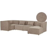 Sofa mit Ottomane Taupe Stoffbezug aus Cord Rechts 5-Sitzer Modulsofa Ecksofa Armlehnen Kissen Wohnzimmermöbel Modern Wohnecke Sitzecke Sofa mit Ottomane Taupe Stoffbezug aus Cord Rechts 5-Sitzer Modulsofa Ecksofa Armlehnen Kissen Wohnzimmermöbel Modern Wohnecke Sitzecke von BELIANI