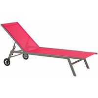 Beliani - Sonnenliege Rot mit Textilbespannung Stahl Gestell Rollbar Verstellbare Rückenlehne Moderne Outdoor Gartenliege auf Rollen - Schwarz von BELIANI