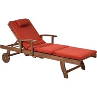Sonnenliege mit Kissen AMANTEA PREMIUM Akazienholz Rot von BELIANI