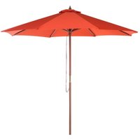 Sonnenschirm Rot Polyester/Birkenholz ⌀ 270 cm Terrasse Balkon Garten von BELIANI