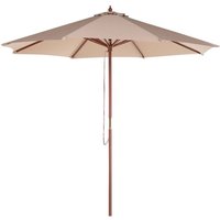 Sonnenschirm Sandbeige Polyester/Birkenholz ⌀ 270 cm Terrasse Balkon Garten - Dunkler Holzfarbton von BELIANI