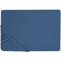 Beliani - Spannbettlaken Marineblau Baumwolle 180 x 200 cm mit Hohem Steg Gummizug Steghöhe 30 cm Modern für Matratze Schlafzimmer Ausstattung von BELIANI