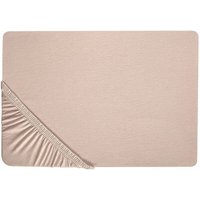 Spannbettlaken Beige Baumwolle mit Gummizug 180 x 200 cm Betttuch für Klassische Hohe Matratze Atmungsaktiv Schlafzimmer Doppelbett - Beige von BELIANI