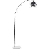 Stehlampe Silber Metall 210 cm verchromt verstellbarer Schirm Marmorfuß Kabel mit Schalter Bogenlampe Industrie Look von BELIANI
