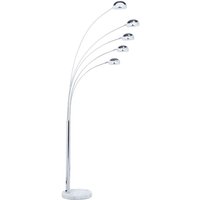 Stehlampe Silber Metall 210 cm 5-flammig Marmorfuß verstellbare Schirme langes Kabel mit Schalter Bogenlampe Industrie Look - Schwarz von BELIANI