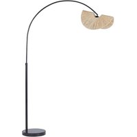Stehlampe Natürlich Papierschirm 189 cm 1-Flammig Glühbirnen-Design Gefaltete Optik Rund Langes Kabel Boho Wohnzimmer Esszimmer Beleuchtung von BELIANI
