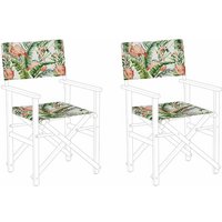 Beliani - Stoffbezüge für Gartenstühle 2er Set Bunt/Weiß/Grün/Rosa aus Polyester mit Flamingomuster Gartenausstattung Outdoor Garten Accessories von BELIANI