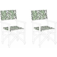 Stoffbezüge für Gartenstühle 2er Set Weiß/Grün aus Polyester mit Blattmuster Gartenausstattung Outdoor Garten Accessories - Grün von BELIANI