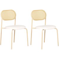 Stühle 2er Set Hellbeige / Holzoptik aus Metall Wiener Geflecht Retro Stil Modern für Esszimmer Küche Stühle 2er Set Hellbeige / Holzoptik aus Metall Wiener Geflecht Retro Stil Modern für Esszimmer Küche von BELIANI