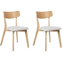 Stühle 2er Set Helle Gestelle aus Gummibaumholz Grauer Sitzfläche aus Stoff Armlos Retro Design Stühle 2er Set Helle Gestelle aus Gummibaumholz Grauer Sitzfläche aus Stoff Armlos Retro Design von BELIANI