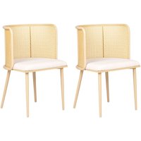 Beliani - Stühle 2er Set Hellbeige / Holzoptik aus Metall Wiener Geflecht Retro Stil Modern für Esszimmer Küche - Heller Holzfarbton von BELIANI