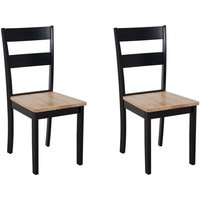 Stuhl 2er Set Hellbraun/Schwarz Esszimmer Küche Holz Stuhl 2er Set Hellbraun/Schwarz Esszimmer Küche Holz von BELIANI