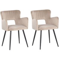 Esszimmerstuhl 2er Set SANILAC Samtstoff Taupe Esszimmerstuhl 2er Set SANILAC Samtstoff Taupe von BELIANI